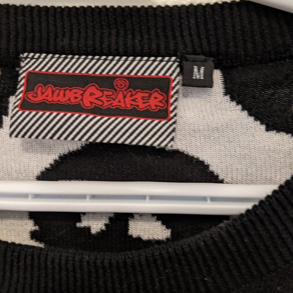 Jawbreaker Skull Pattern Crop top long sleeve knit sweatshirt - Picture 3 of 3